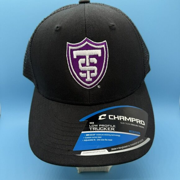 Champro‎ University Of St Thomas Baseball Cap Black Shield Tommies SnapBack Mesh - Picture 1 of 5